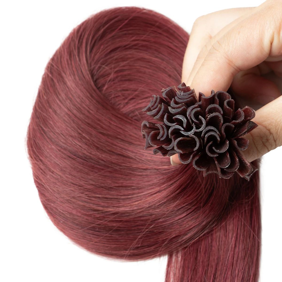 

Human Hair U Tip Hair Fusion 99J Natural Real Hair Extensions Keratin Hair Capsules 50pcs 30g 12-20inch Nail Tips