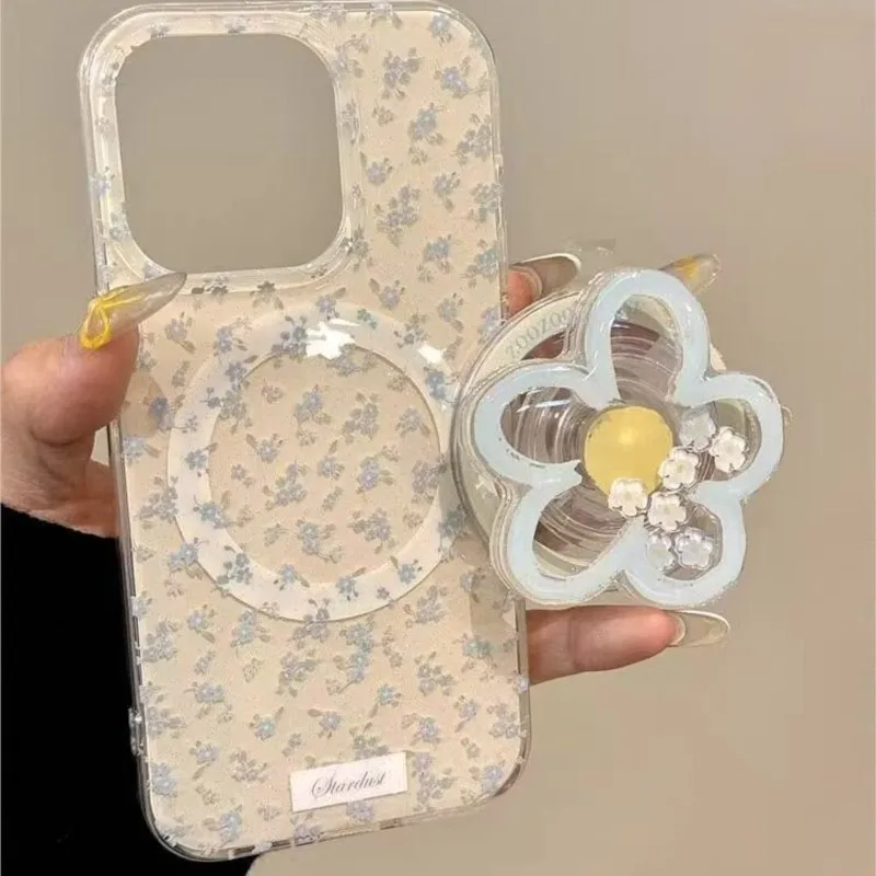 Soporte magnético para teléfono con forma de flor divertida y bonita coreana, soporte para teléfono GripTok Grip Tok para iPhone Magsafe, accesorios Smart Tok