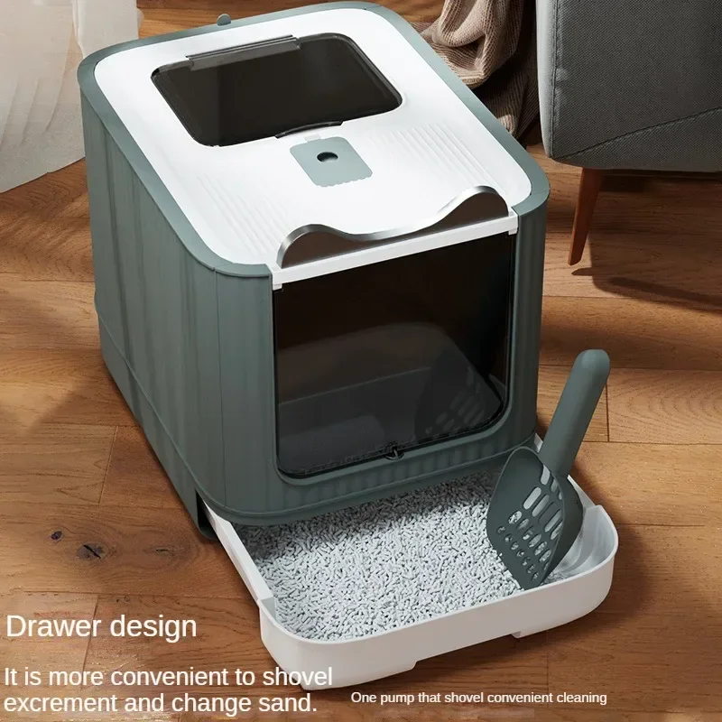 Cat litter basin oversized splash-proof fully enclosed cat toilet sterilization deodorant drawer cat litter basin