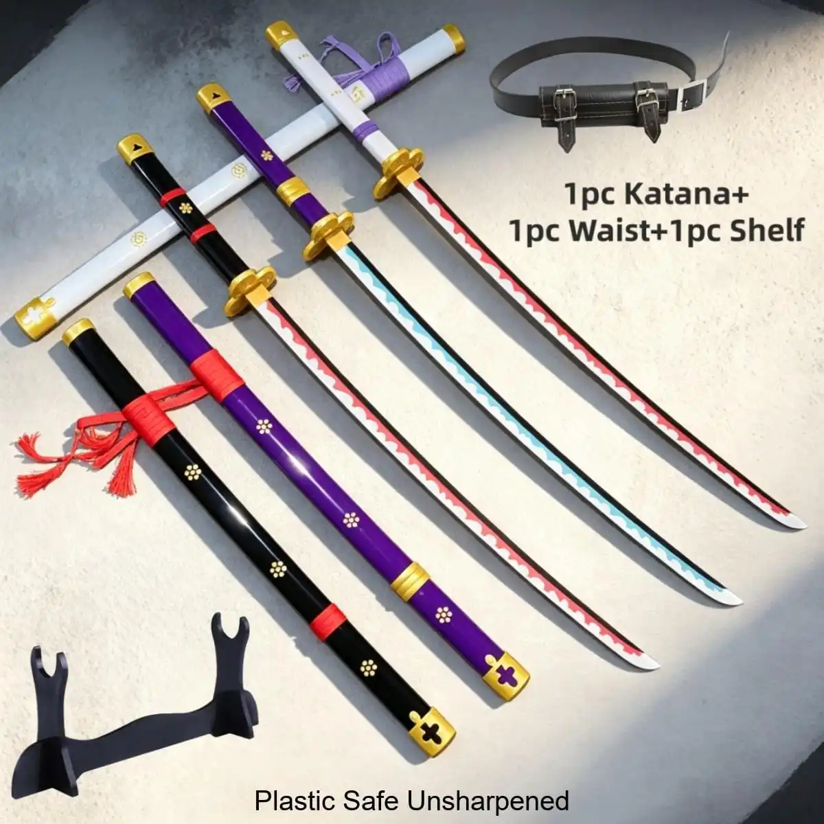 40inch One Piece Roronoa Zoro Katana Shelf Anime Cosplay Prop Sword Ninja Knife Blade Sabre Real Size 1:1 Scale Plastic Toy Gift
