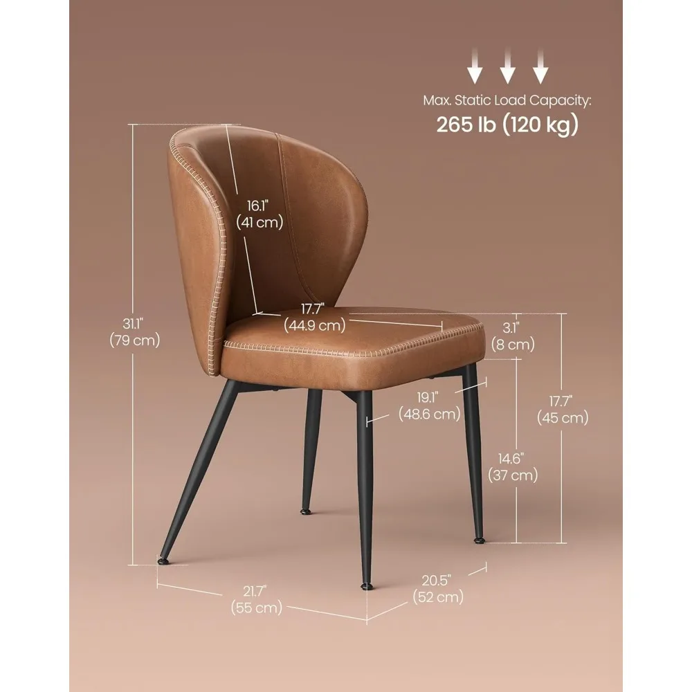 Dining Chairs Set, Upholstered Kitchen Chairs, Comfortable Seat, Synthetic Leather with Stitching, Mid-Century, Chairs Sets