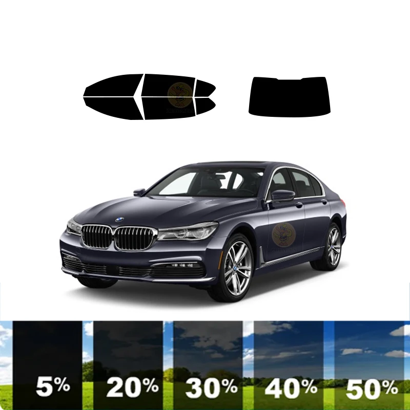 Película de tinte de ventana extraíble precortada para coche, aislamiento térmico de carbono para BMW 7 SERIES 4 DR SEDAN 100%-5% VLT, 70% UVR 2016-2022