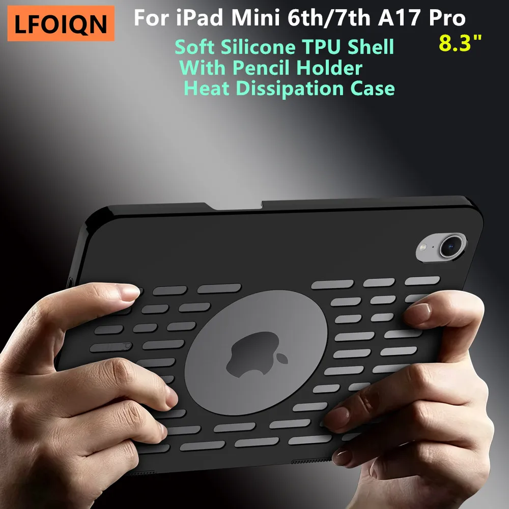 LFOIQN Case For iPad Mini 7 Case A17 Pro 2024/iPad Mini 6 Case 2021 8.3 Inch Soft Silicone TPU Heat Dissipation Shell Back Cover