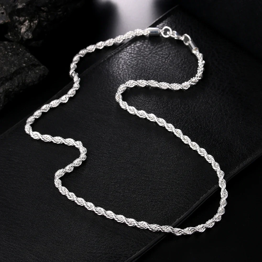 

Hot noble fine 4MM rope chain 925 Sterling Silver Necklaces for woman men classic luxury Jewelry Popular party Holiday gift