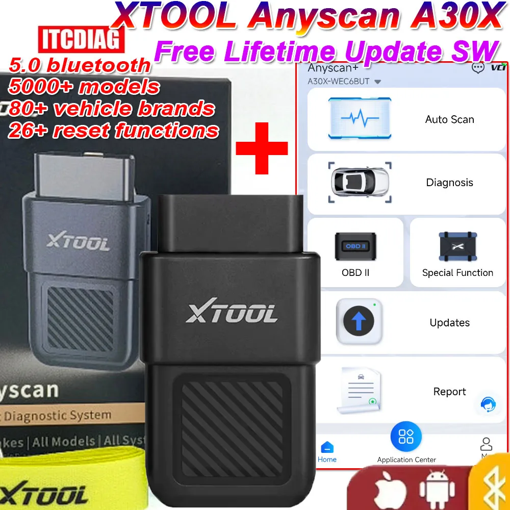 

NEW XTOOL Anyscan A30X Scanner Bluetooth 5.0 Auto OBD2 Diagnostic Tool & Lifetime Update Software PK XTOOL Anyscan A30m