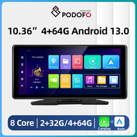Podofo Universal 10.36”Screen Car Radio Multimedia WIFI Video Player 32G/64G Monitor Wireless Carplay for Apple Or Android