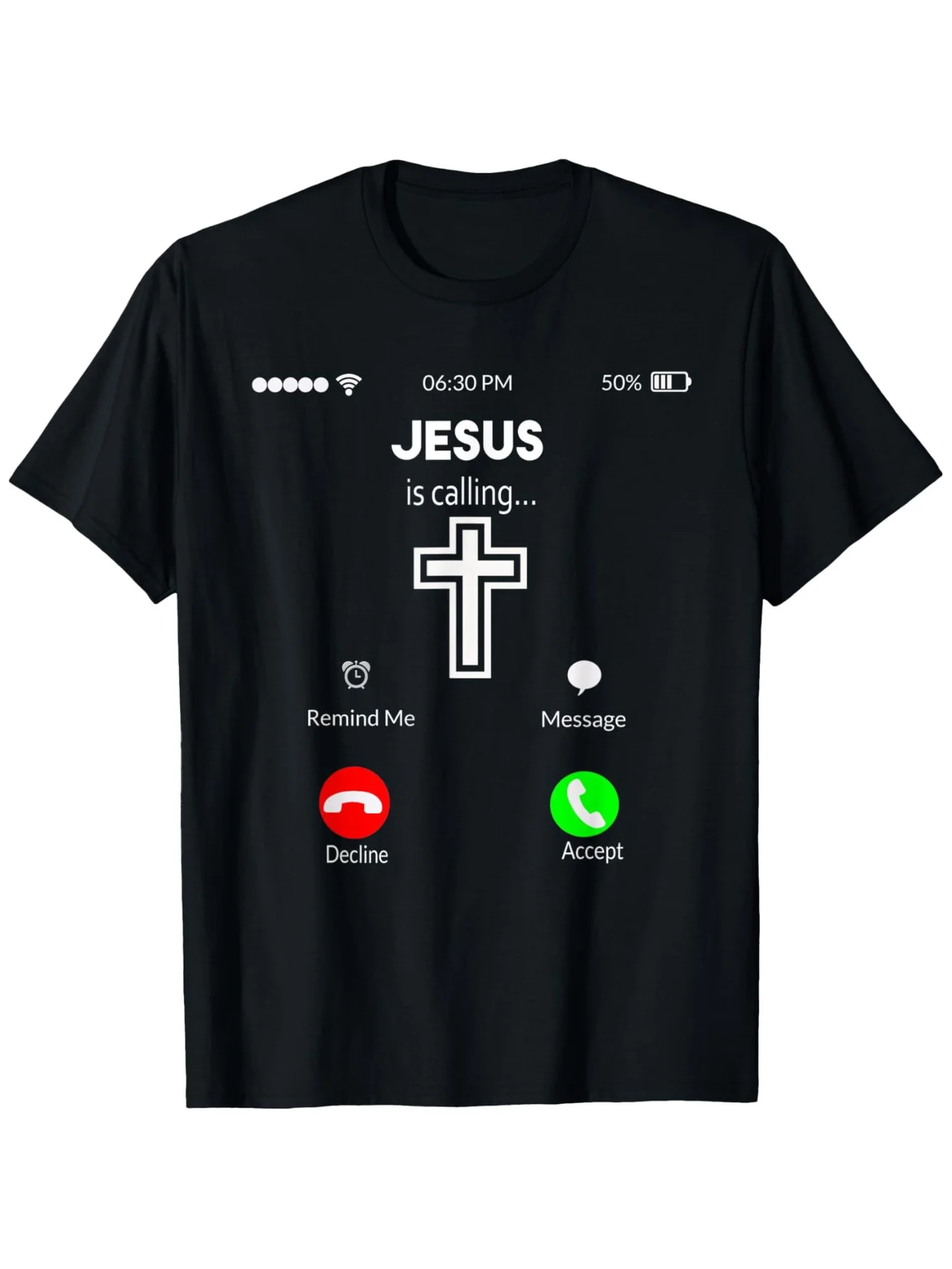 

Funny Jesus Is Calling Christian Smartphone Design T-Shirt - Religious Humor Easter Gift with Smartphone Interface