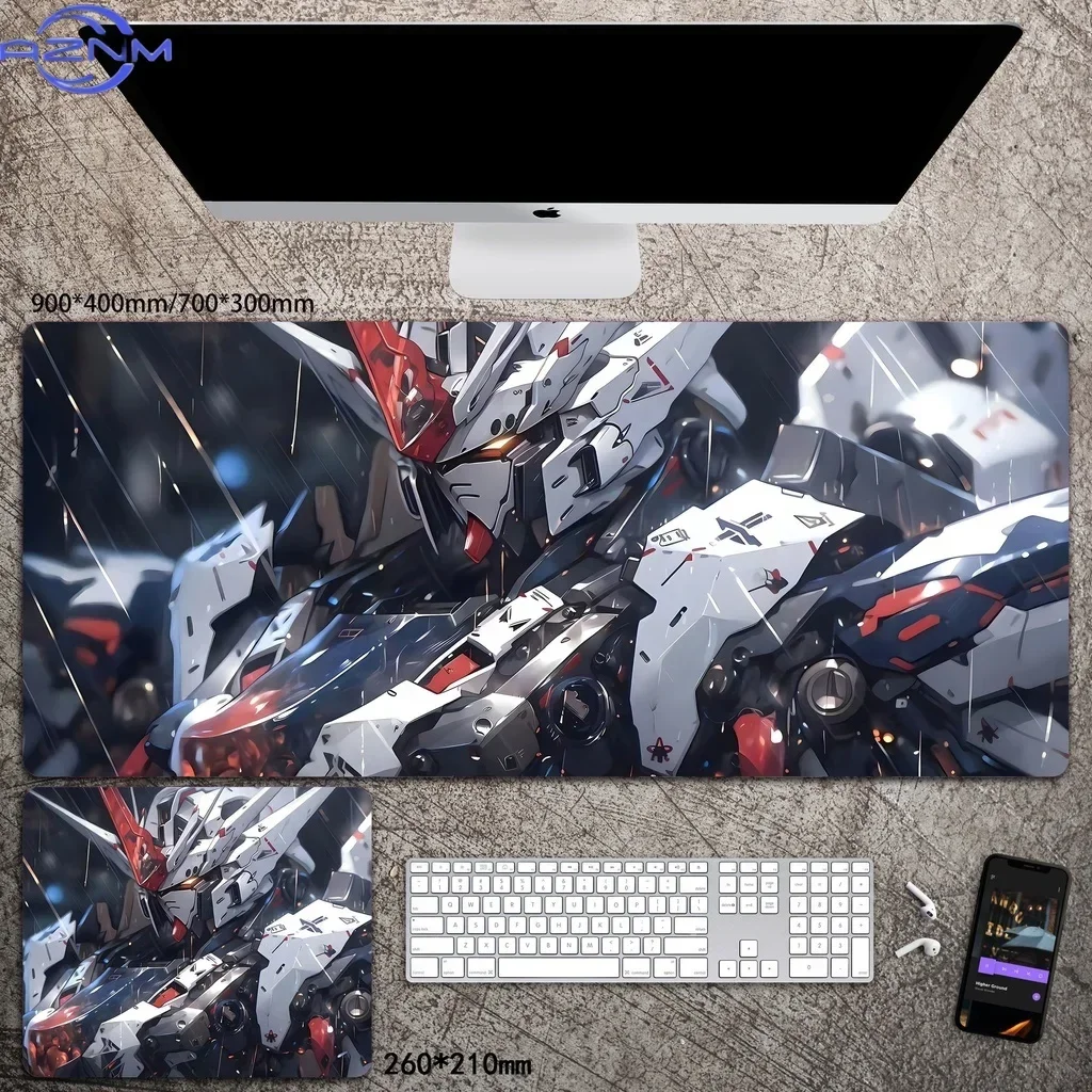 Dark Sci-Fi Mecha Blue Glow Art Print Mouse Pad, Rubber Non-Slip Base, Smooth Surface for Computer Gaming, Office Desktop and Ke