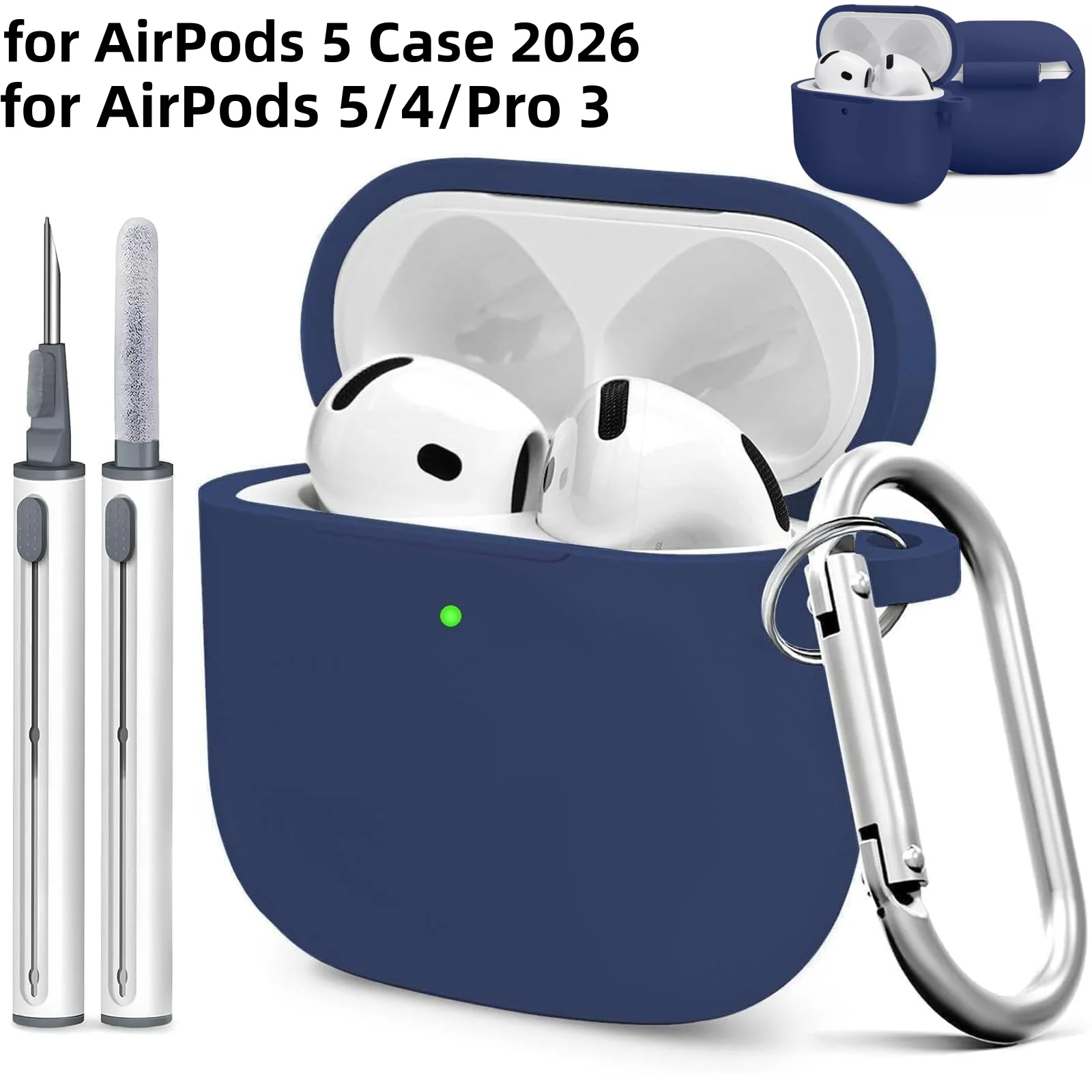 für AirPods 5/4: Weiche Silikonhülle mit Reinigungsset, umfassender Schutz für die Kopfhörer, inklusive Schlüsselanhänger, passend für AirPods 5/4/Pro3. – Detail 1