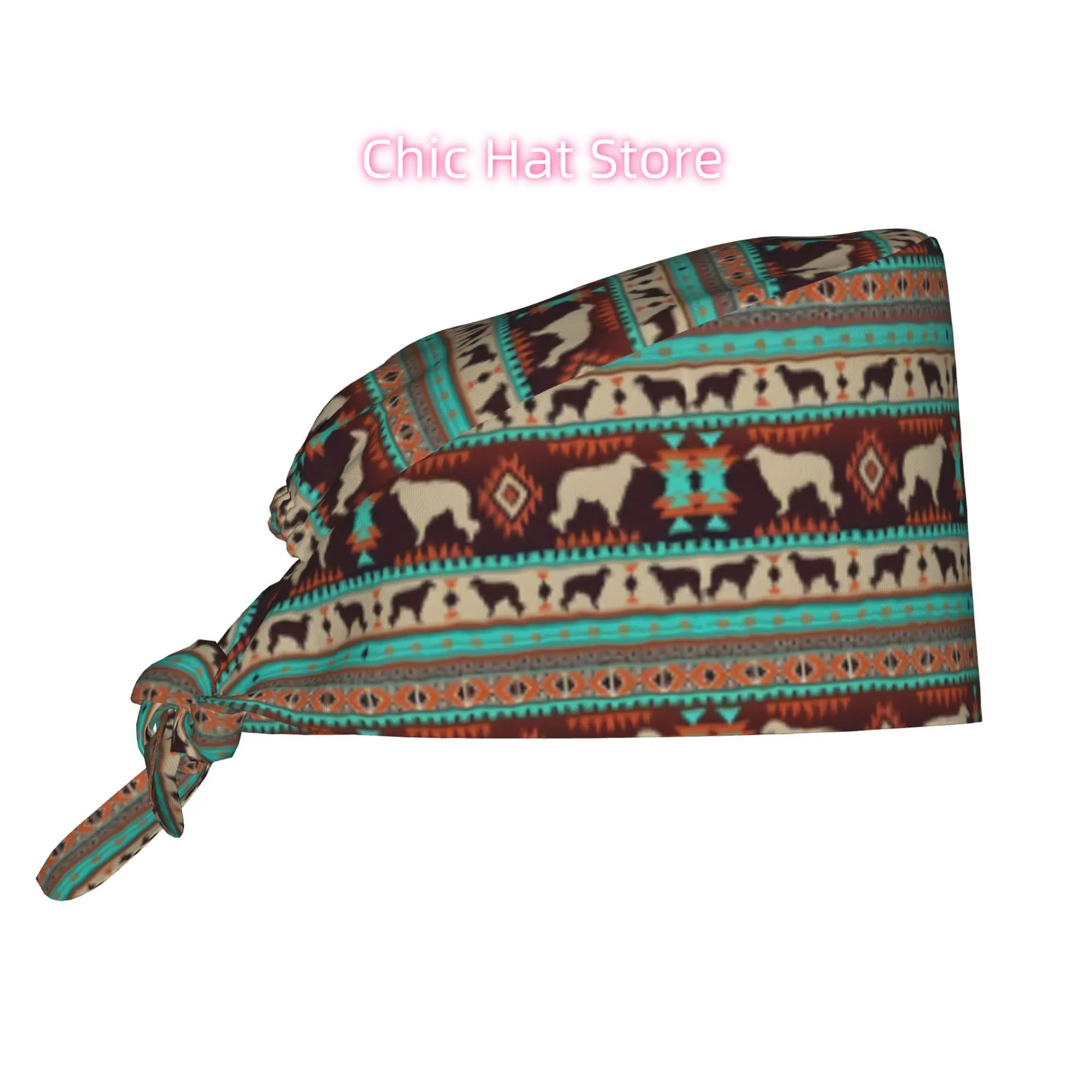 Boho Dogs Borzoi N Wolfhound Sunset Gorra de trabajo moderna para enfermeras y chefs con cordones ajustables para un ajuste perfecto, ligera y cómoda