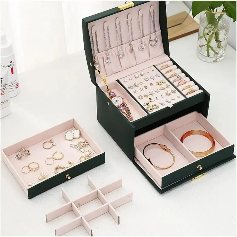 

Drawer Jewelry Box Velvet Ring Bracelet Earrings Jewelry Boxes Organizer Necklace Display Stand Accessories Separator Storage