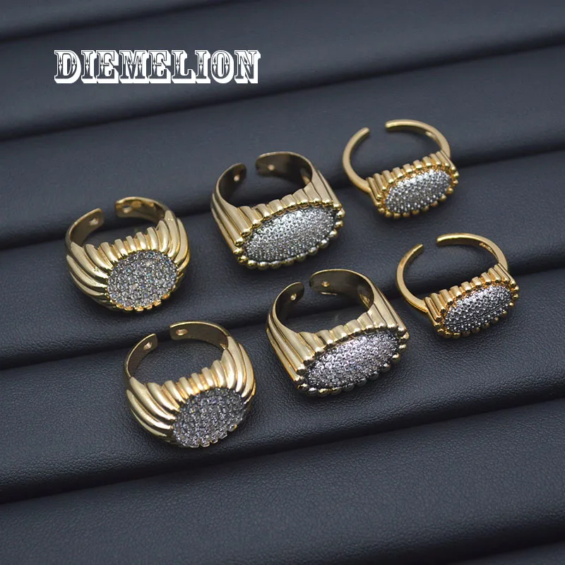 الفاخرة AAA مكعب زركونيا تمهيد الإعداد البيضاوي الشكل المفتوحة خواتم للنساء نغمتين تصميم بسيط أنيق مجوهرات نسائية #3