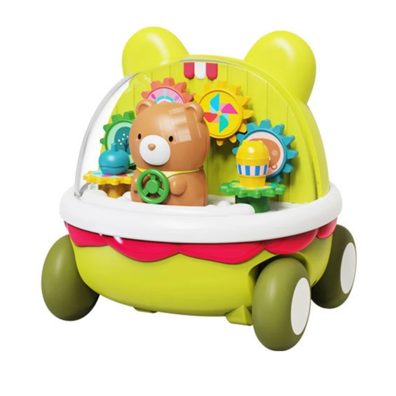 Funny Car Toy Cartoon Bear Car Toy Clear Mechanics Push and Go Car Toy Fine Motor Skill Training Toy for Child