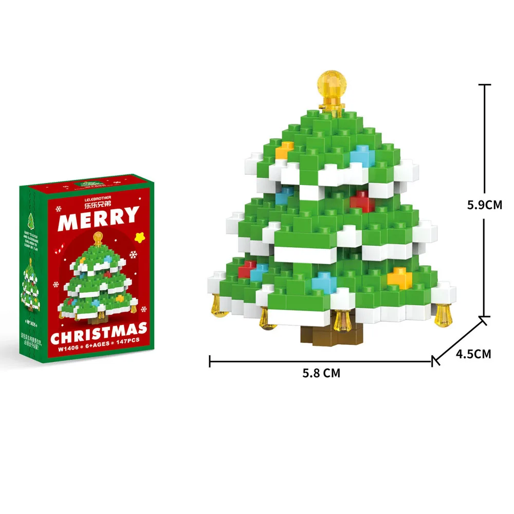 Nuovi regali di Natale Serie di micro blocchi di costruzione, puzzle di renne di Babbo Natale assemblaggio di mattoni, decorazioni per la tavola, giocattoli per bambini