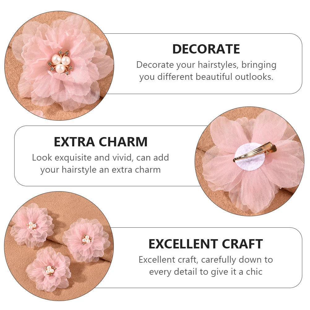 3 قطعة مقاطع زهرة الفتيات الاطفال مشبك شعر اللؤلؤ مزين ل مستقيم مجعد ذيل حصان تجديل تسريحات الشعر رائعتين