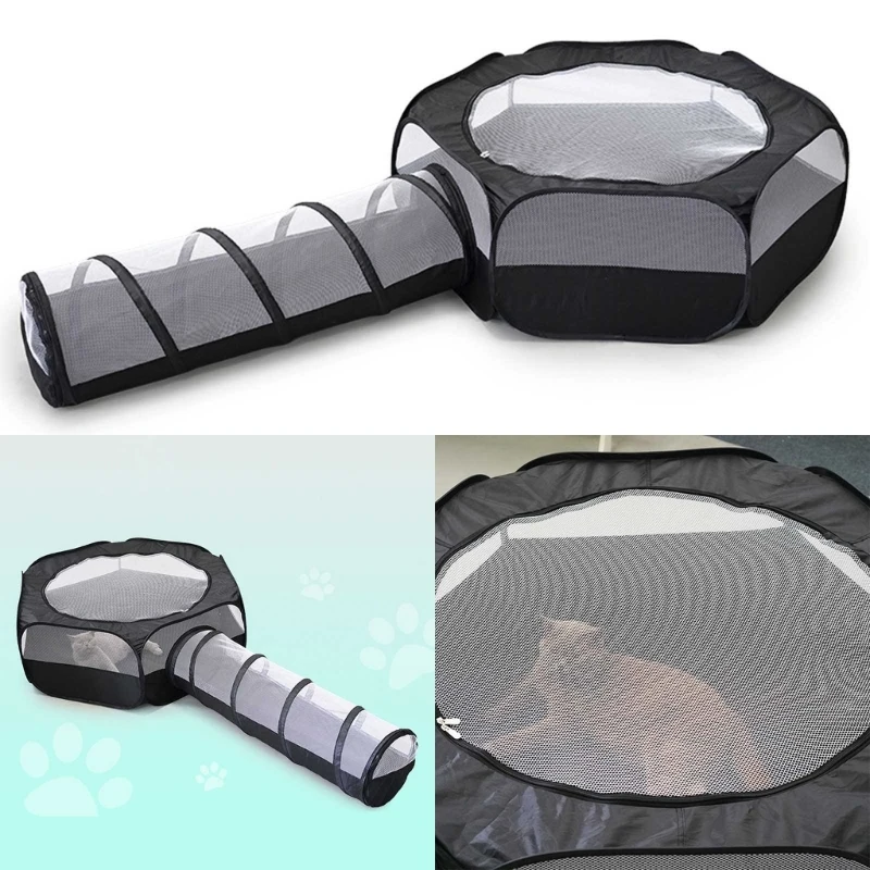 Foldable Tube & Playpen Toy PlayTunnel Tent House Dogs Playtube Scratchproof Boredom Pet Indoor Entertainment Toy