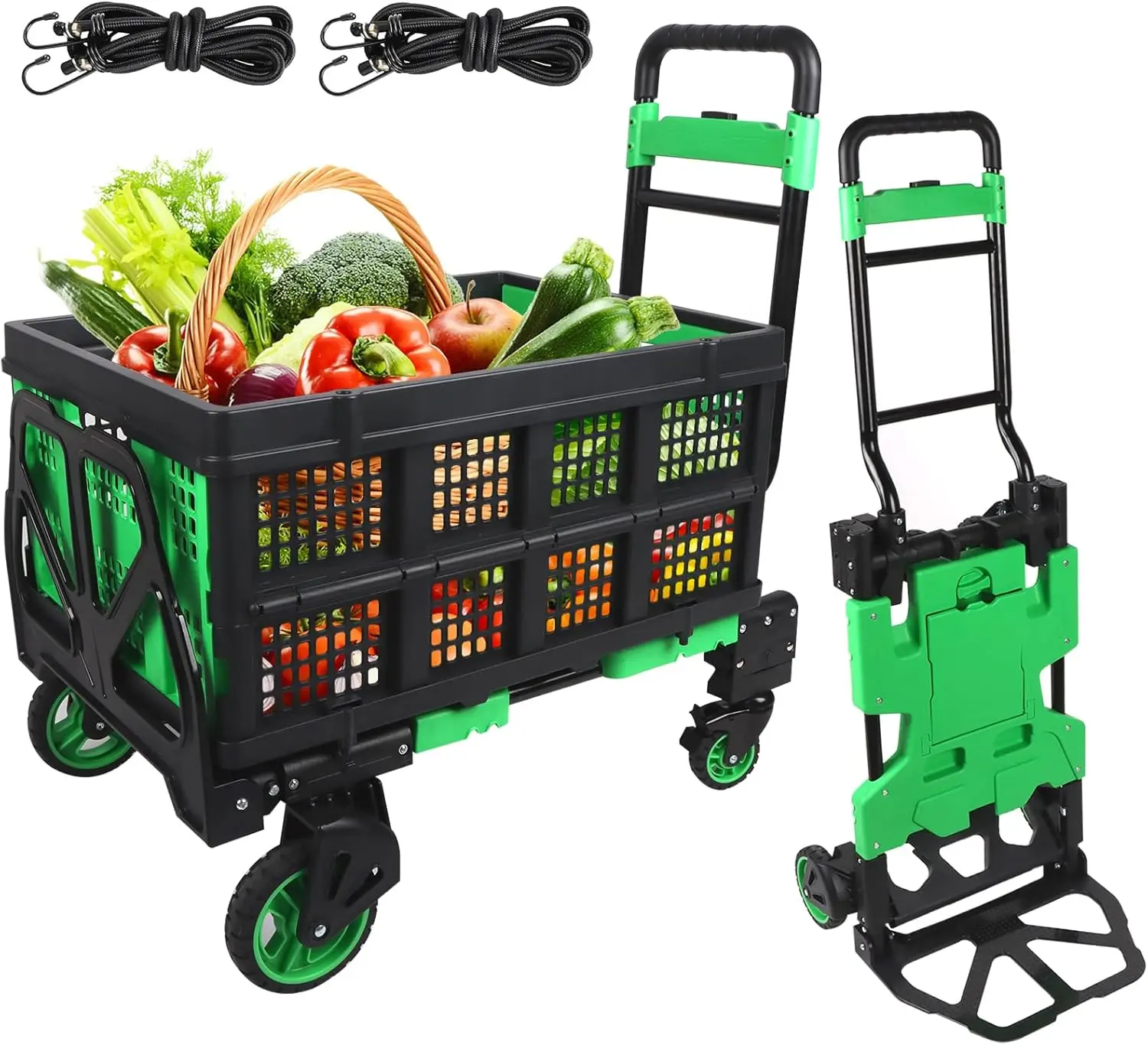 

Multi-Purpose Heavy Duty Folding Wagon Cart Foldable Hand Truck with Removable Bag Collapsible Utility Pull Cart Storage Basket