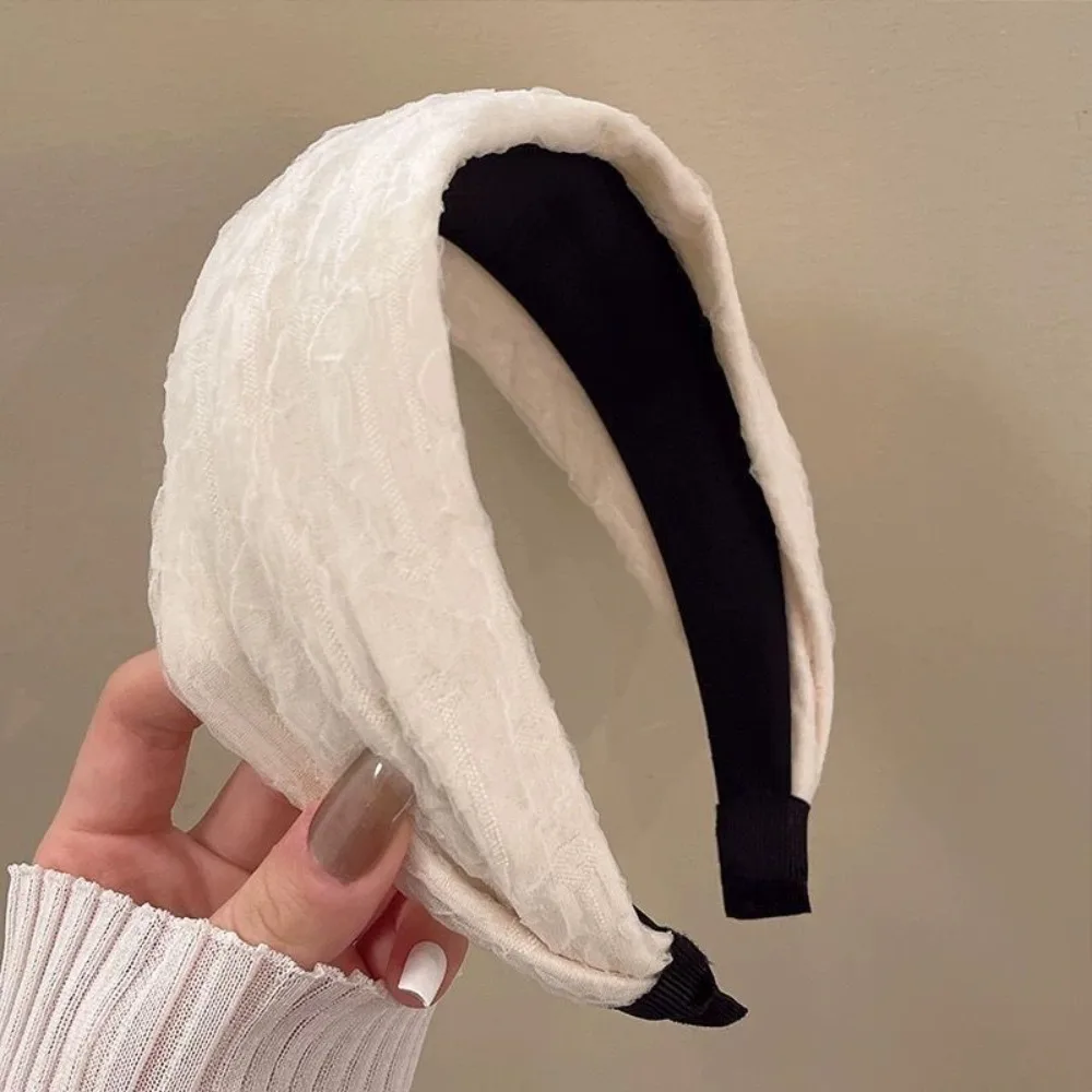 

Fashion Mesh Wide Headband Face Wash Solid Color Wide Edge Hairband Hair Band Korean Style Chiffon Hair Hoop Daily