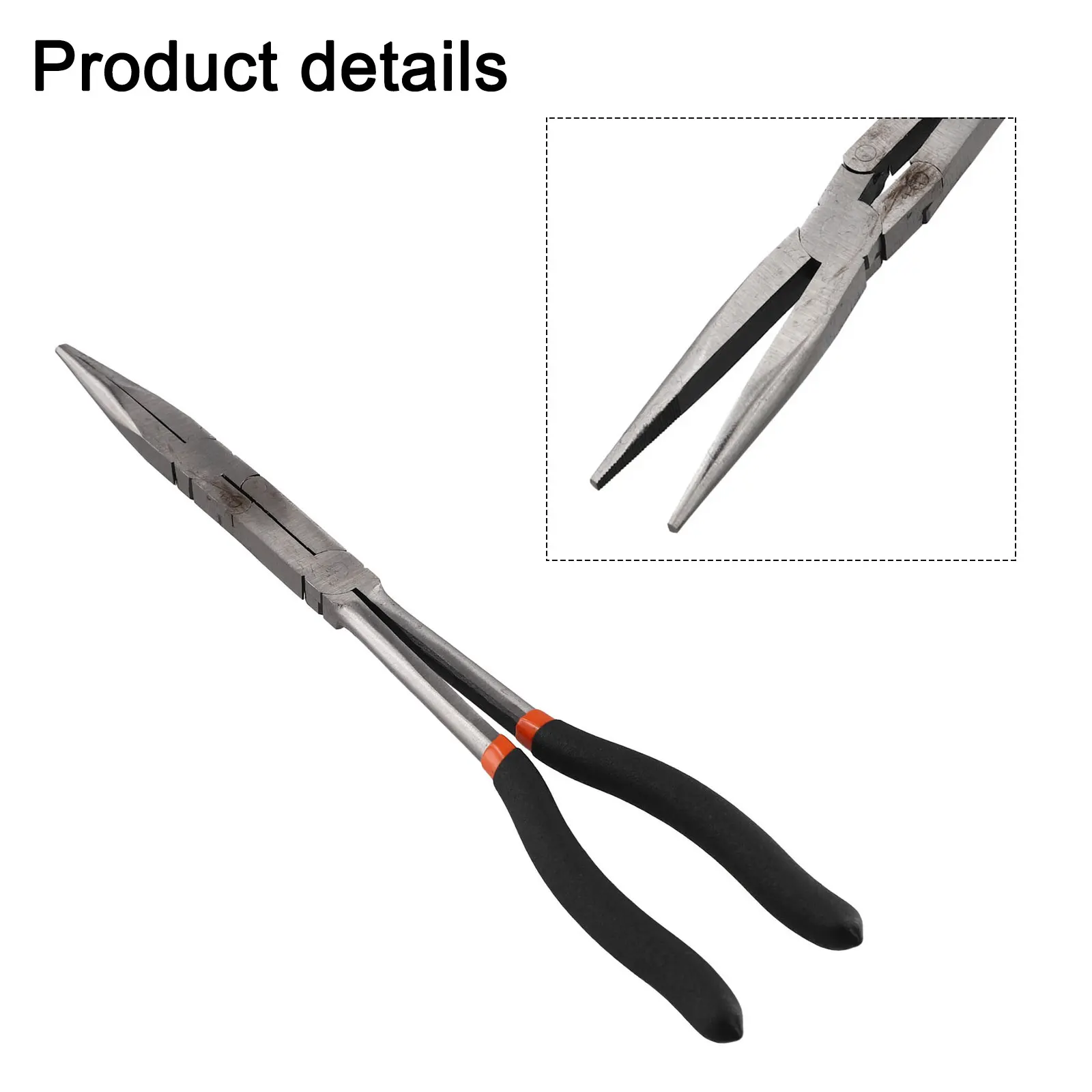 For Auto Repair Bent Jaw Pliers Cable Puller Precision Tasks Silver Double Long Nose Pliers Tools Two-Piece Set