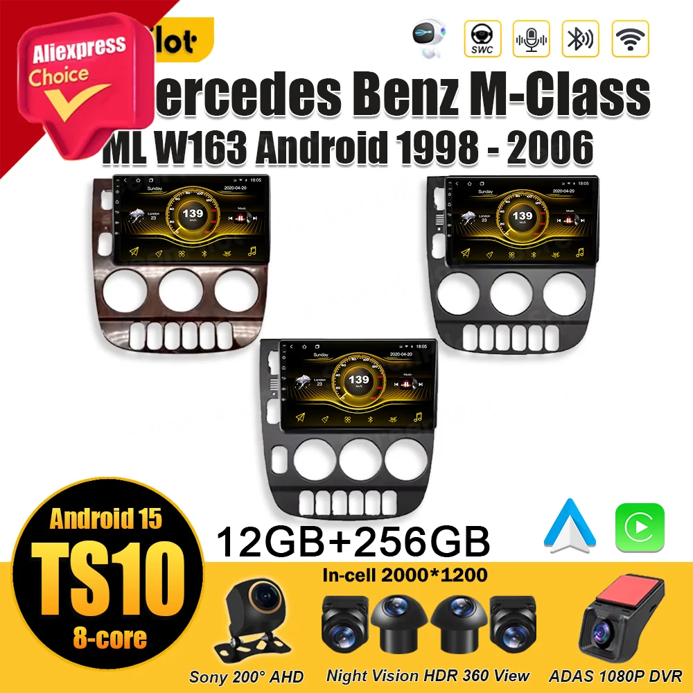 Android 15 для Mercedes Benz M-Class ML W163 Android 1998-2006 Автомобильный радиоприемник Мультимедийный видеоплеер Стерео головное устройство Carplay Wi-Fi