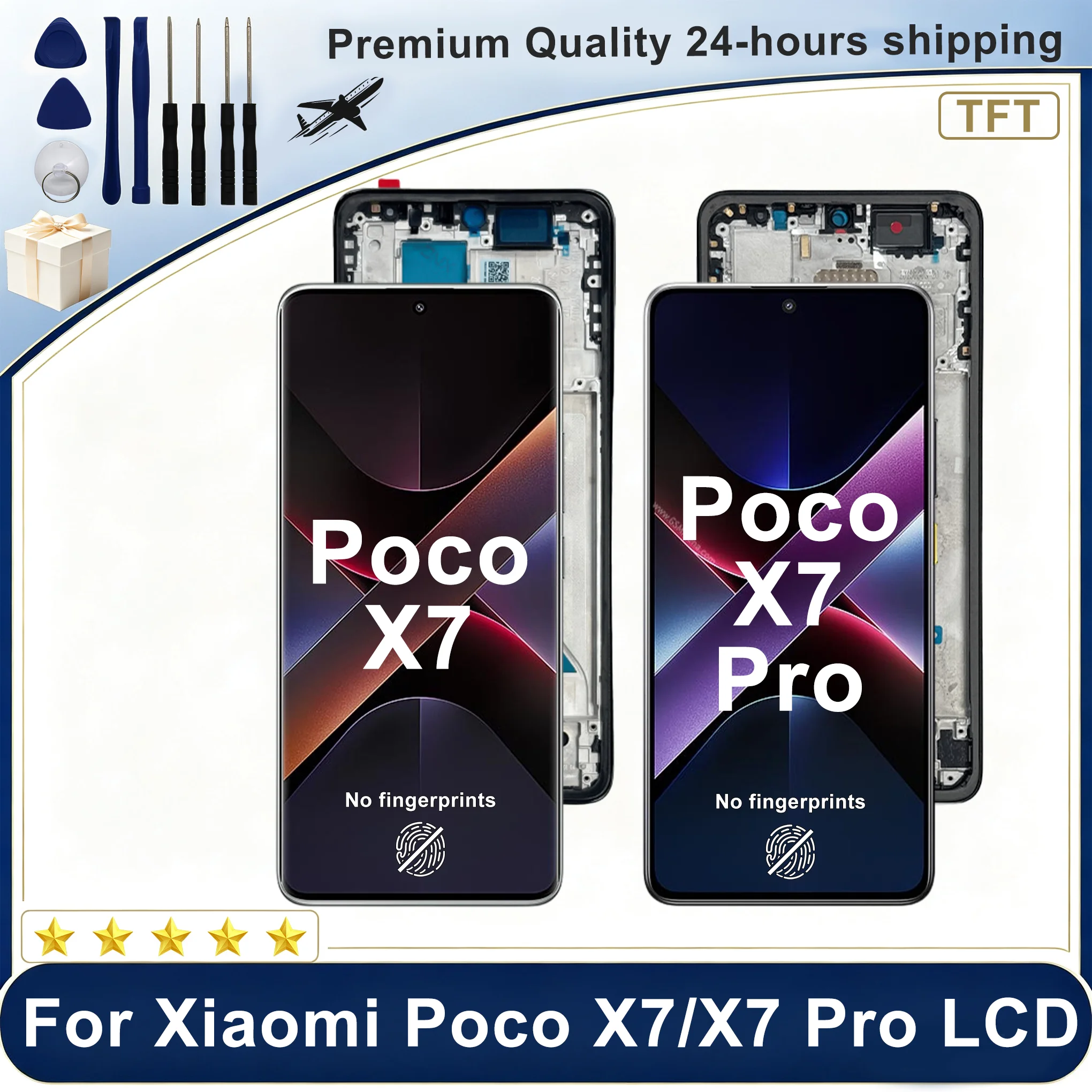 6.67" TFT For Xiaomi Poco X7 Display 24095PCADG Touch Panel Screen For Poco X7 Pro LCD 2412DPC0AG Digitizer Replacement Parts