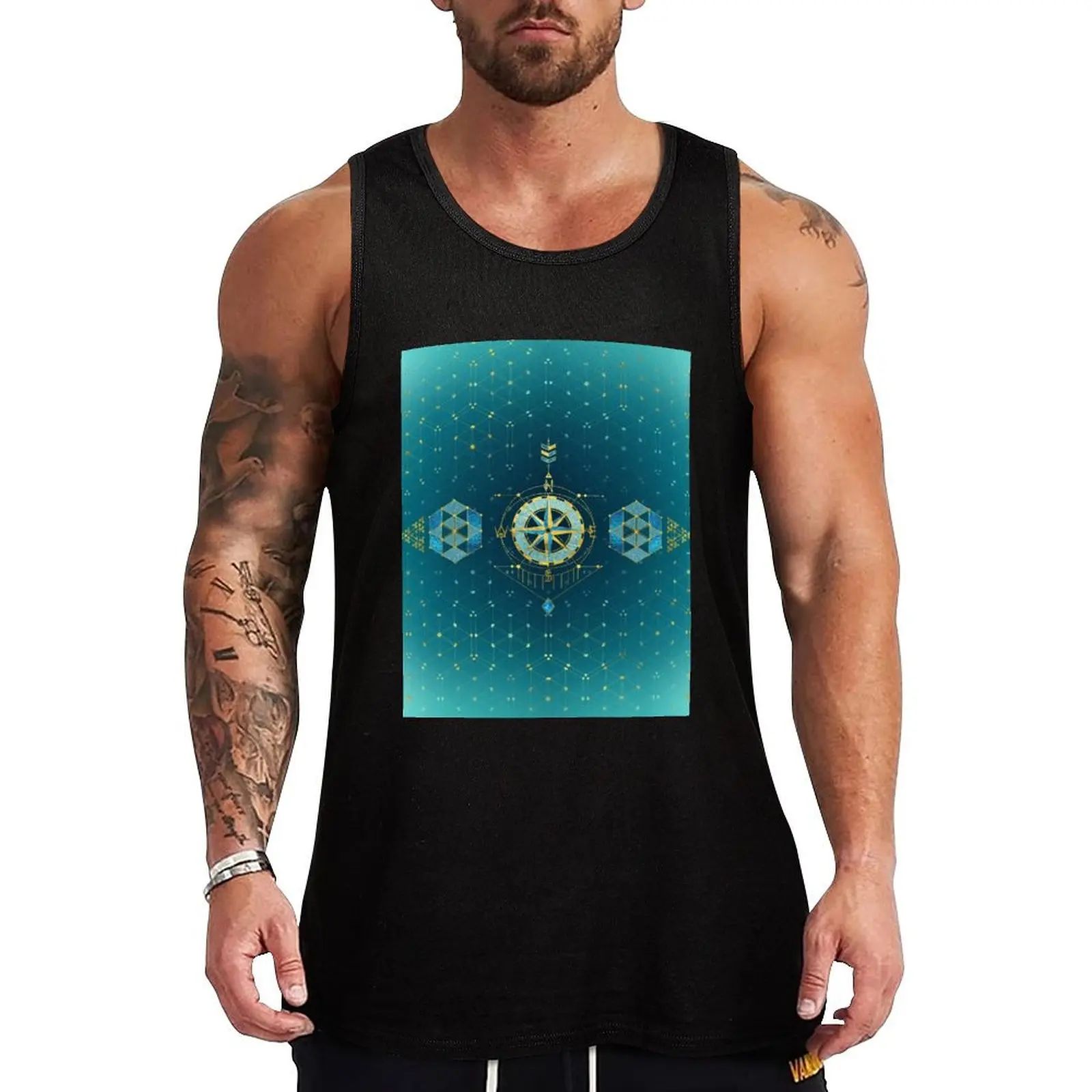 

Decorative Sacred Geometry Compass Tank Top gym accessories man T-shirt Men's gym best selling products Gym man