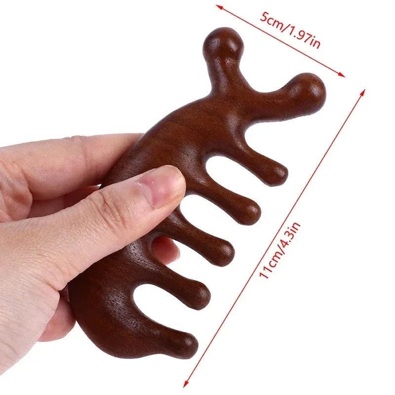 Sandalwood Massage Comb Head Meridian Scalp Comb Face Eye Shoulder Neck Scraping Treatment Hair Loss Anti-static Wide Tooth