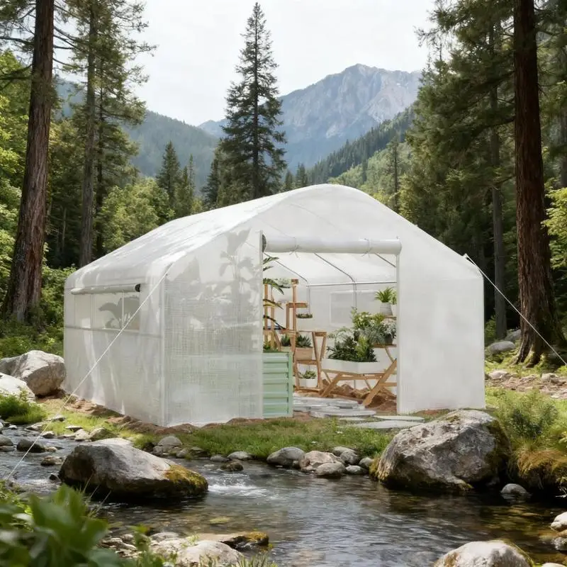 

Greenhouse 13x10x6.5 ft with Upgraded Galvanized Steel Frame and Large Windows, Durable and Spacious Gardening Solution