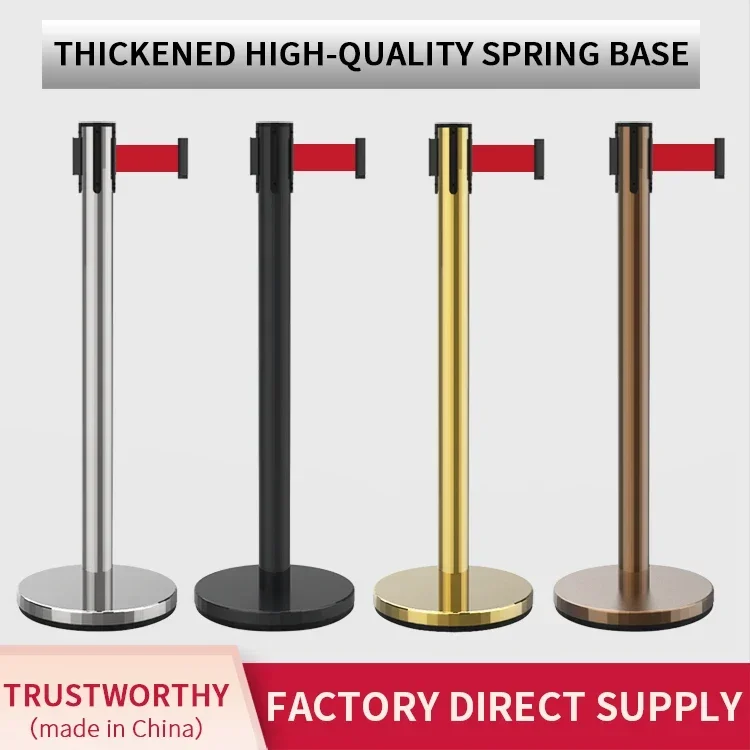 Stainless Steel Queue Management Line Post Stand Crowd Control Barrier Retractable Belt Barrier Pole Post Stanchion