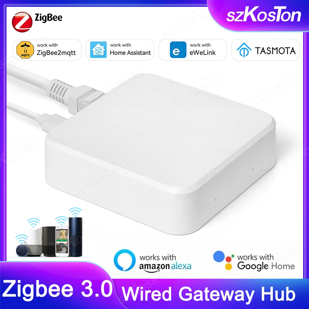 

Smart Home ZigBee 3.0 Wired Gateway Hub eWeLink APP Control RJ45 Ethernet Bridge Works with Home Assistant Tasmota Zigbee2MQTT