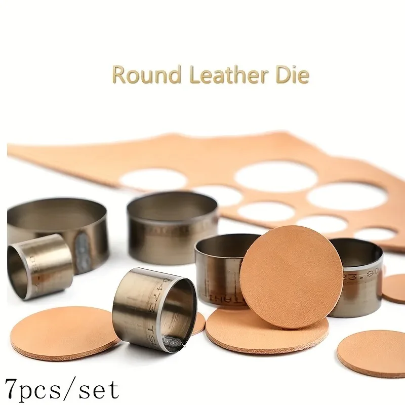 7 unids/set cortador redondo de cuero troquel círculo campana troquel cuchillo plantilla herramienta de punzonado de corte molde de punzonado artesanal de cuero