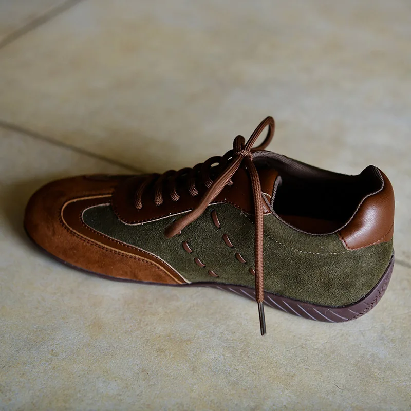 

2026 Spring Women's Sneakers Patchwork Lace-up German Training Shoes Retro Low Heeled Female Footwear Phoentin FT5278