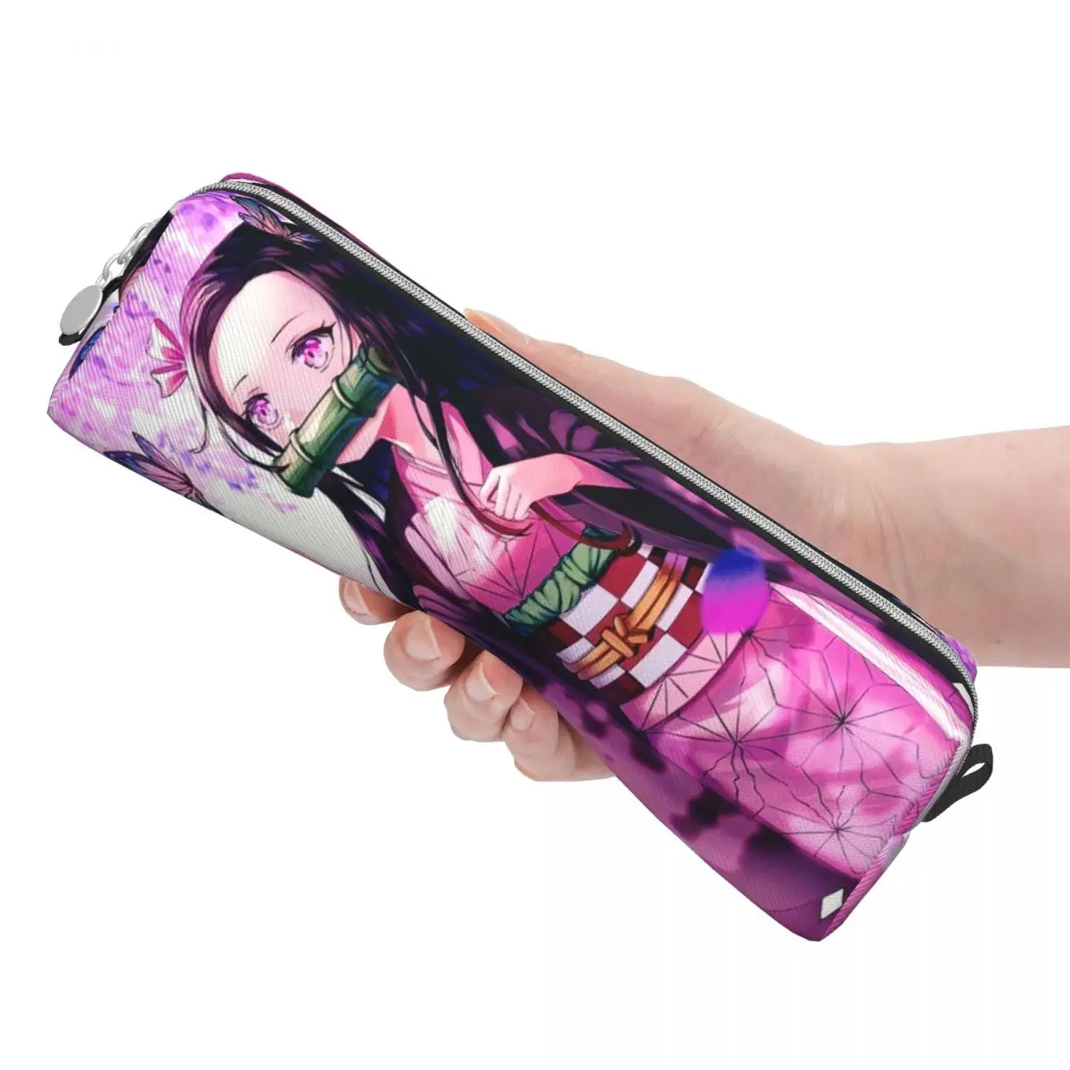 Nezuko Anime Demônio Slayer Lápis Casos, Big Capacidade Pen Bag, Material Escolar, Zipper Papelaria, Novo