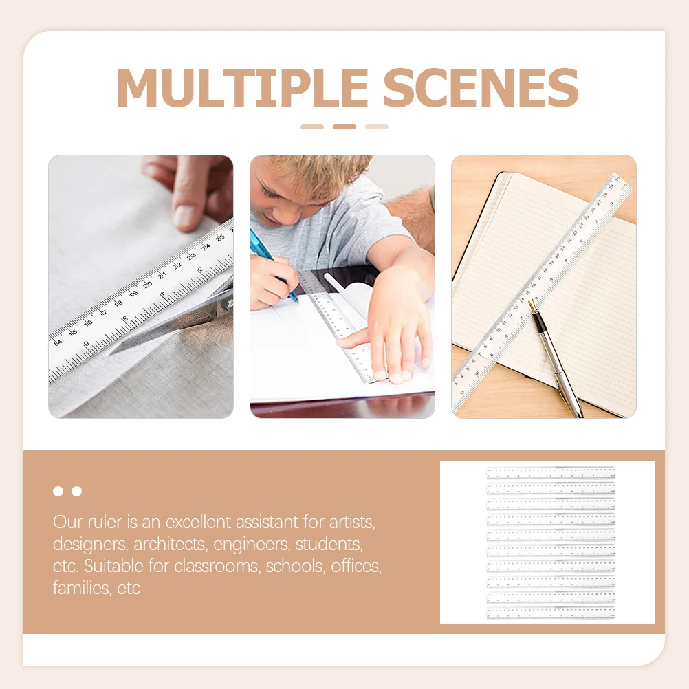 20pcs Clear Plastic Ruler 12 Inch Centimeters Inches Measurement Lightweight Straight Edge For School Office Drawing