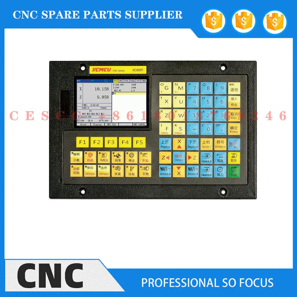 Offline CNC controller 2-axis lathe motion control system XC609T stepper servo motor G code outer circle, end face, groove, arc,