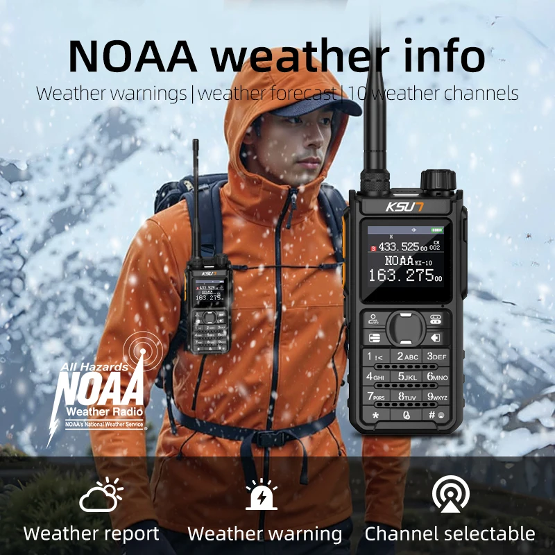 휴대용 핸드 헬드 워키 토키 양방향 라디오 UHF VHF NOAA 날씨 장거리 송수신기 햄 라디오 아마추어 KSUN UV108D