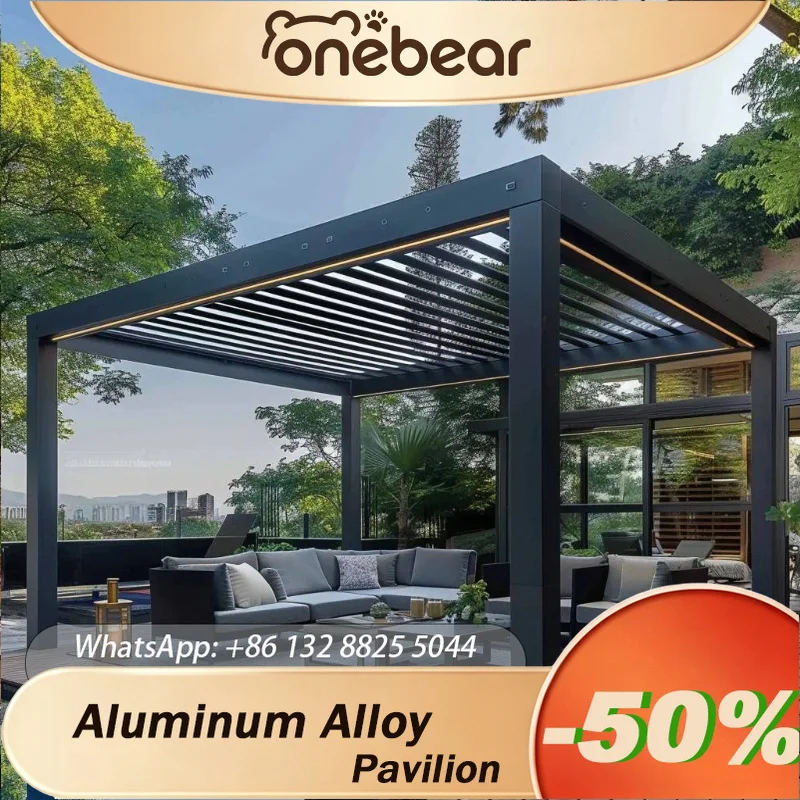 Customizable Electric Adjustable Bioclimatic Louvered Motorized Aluminum WaterproofOutdoor Garden Pergola Gazebo SunroomPavilion