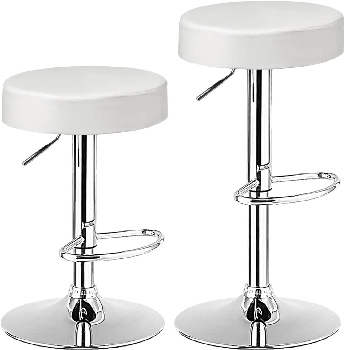 

Swivel Bar Stools Set Of 2, Adjustable Counter Height Bar Stools W/Chrome Footrest & Base, Modern Pu Leather Island Stools For