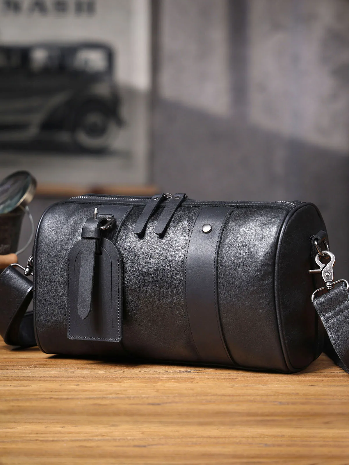 Casual high-quality first layer cowhide men's black shoulder bag simple designer handmade genuine leather travel crossbody bag