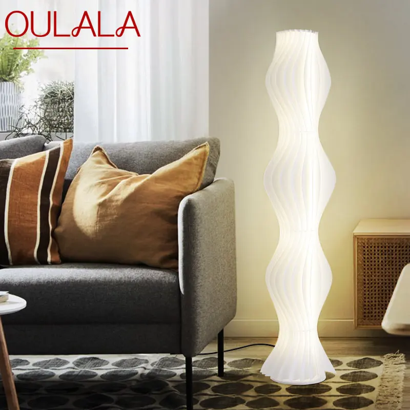 

OULALA Modern LED Floor Lamp Vintage Creative White Simple Lights Standing Decorative For Home Living Room Bedroom