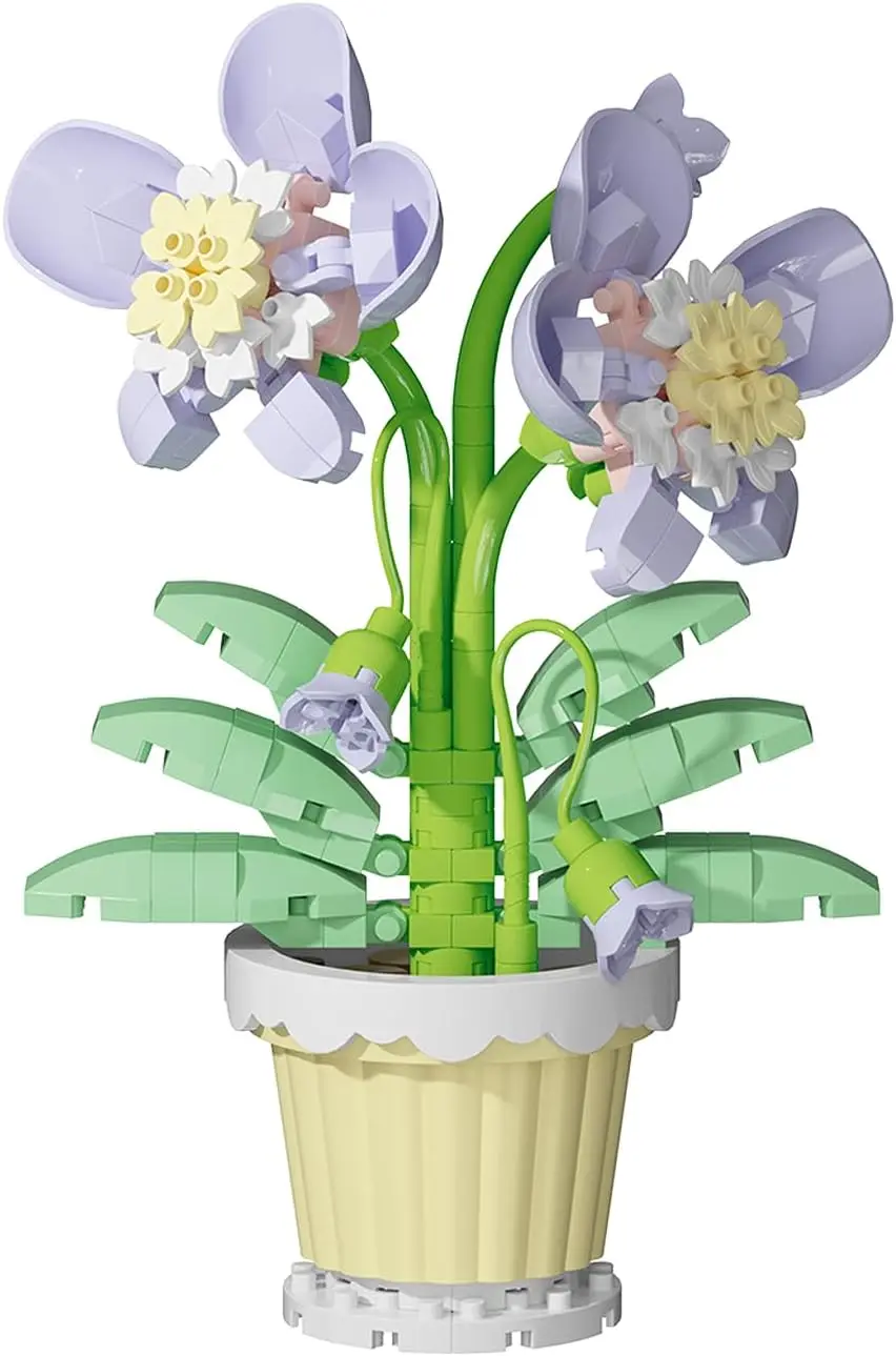 

Orchid Mini Flower Potted Bonsai Building Blocks - Micro Particle Botanical Model Kit, Elegant DIY Educational Toy Gift