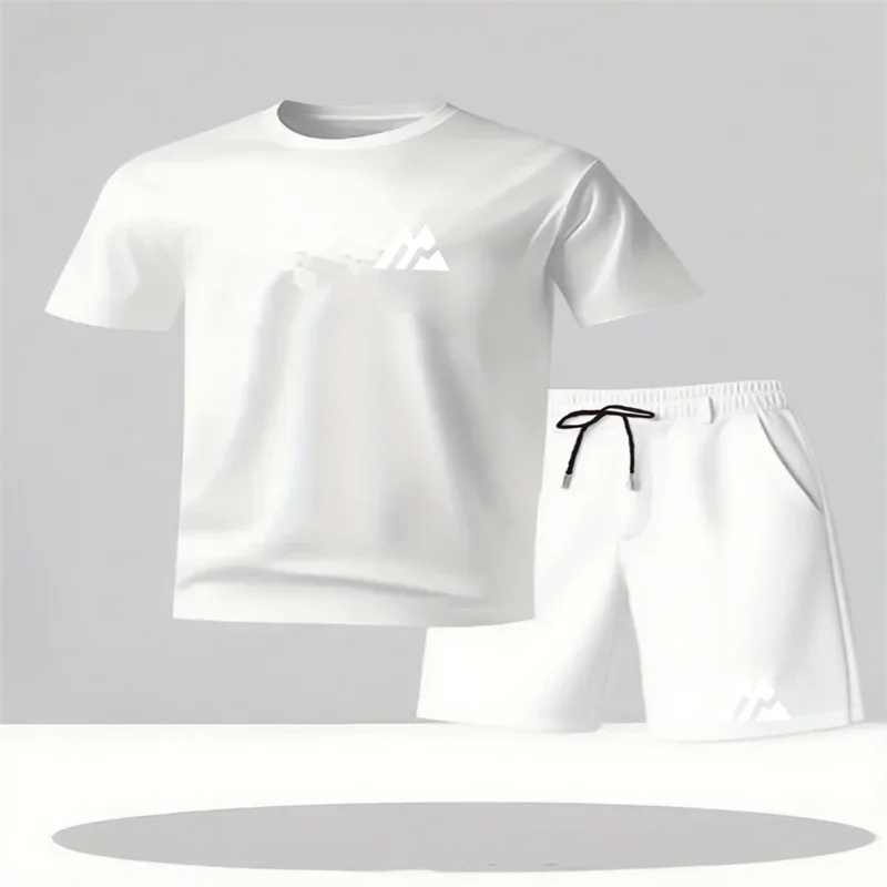 Men's Fashion Street Short Sleeve Set Men's Sports Shirt Set Men's Round Neck Short Sleeve Shorts Sports Set 2-piece Set 3