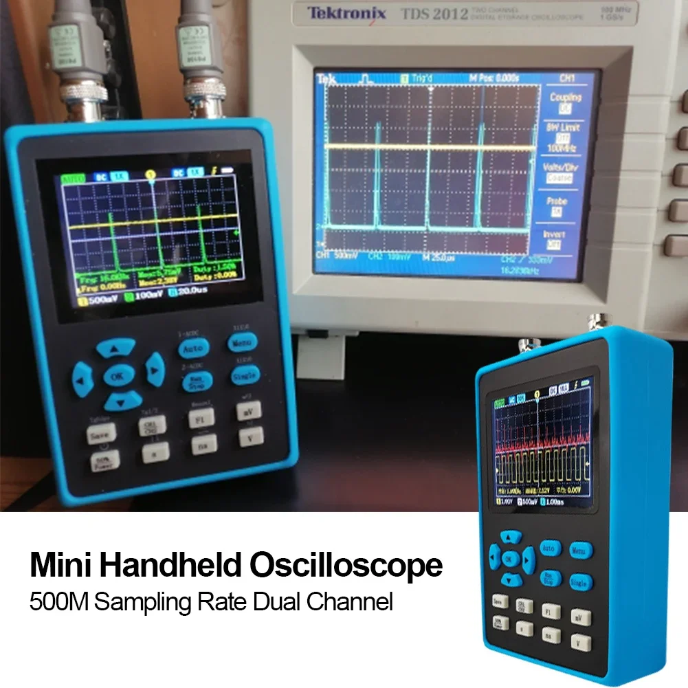 Digital Mini Handheld Oscilloscope 500M Sampling Rate Dual Channel Storage Oscilloscope Kit 28inch Large Screen Car Repair Tool