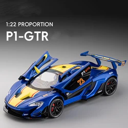 1/22 P1 GTR Alloy Diecasti Car Models Toy Pull Back Vehicles With Light Music Sports Car Toys For Boys Presents Decorations