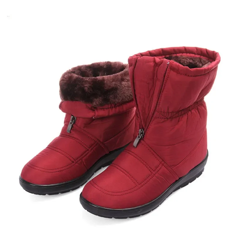 Fashion Winter Women Boots Female Waterproof Zip Ankle Boots Down Warm Snow Boots Ladies Shoes Woman Botas Mujer Plus Size 35-42