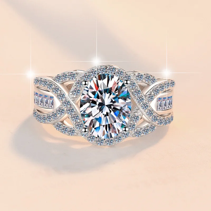 Oval Ring 2Ct Moissanite Women's PT950 Platinum - Brilliant sparkle, snug fit, skin-friendly comfortable wear