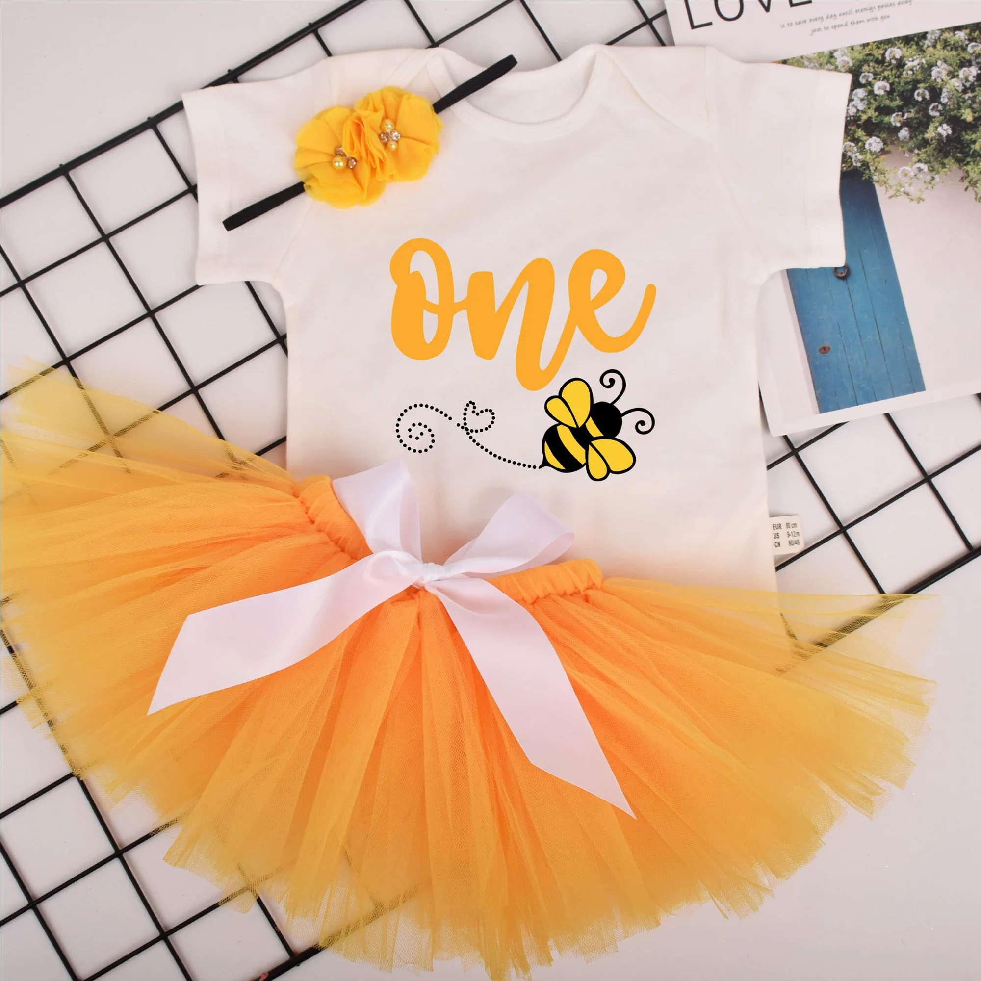 

Baby Girl 1st Birthday Tutu outfit Bee Tutus Girls Birthday Party costume Toddler Photo Props Cake Smash