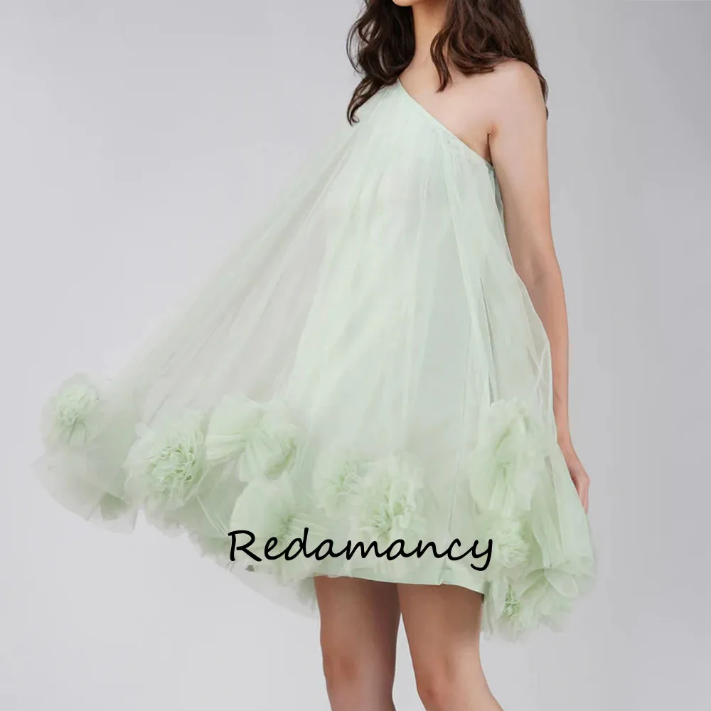 Redamancy Green One-Shoulder Chiffon A-LINE Homecoming Dresses 2024 Backless Slim Knee-Length vestidos de novia Party Dress