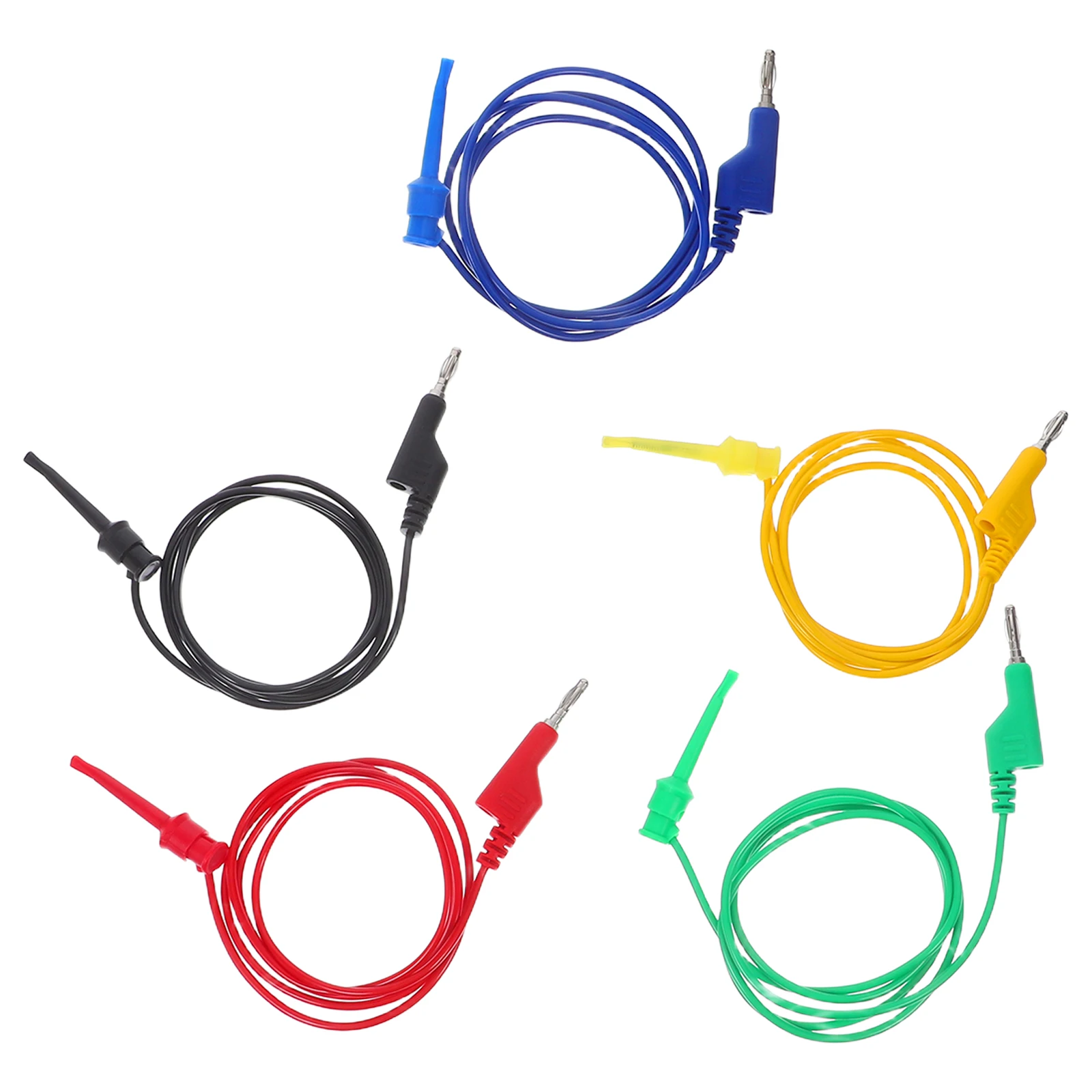 

5 Pcs Test Line Banana Plug Cable Lead Wire Leads to Hook Multimeter Clip Wires