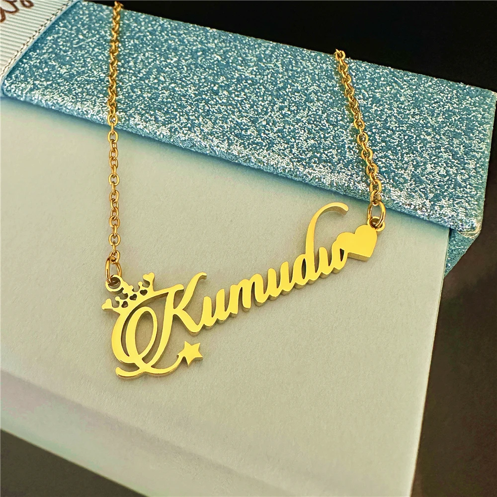 Customied Name Necklace for Women Personalised Cursive Letter Pendant Stainless Steel Jewelry Men Chain Choker Collar New